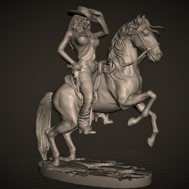 sexy Cowgirl on horseback image