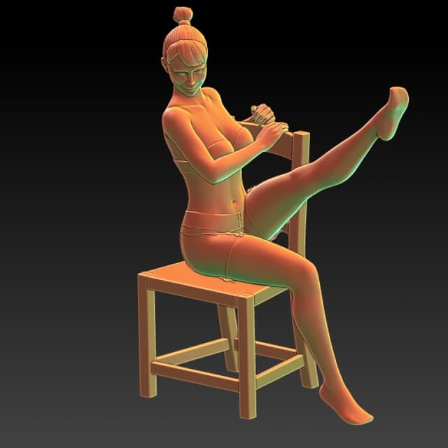 Girls in lingerie - chair dance -EROTIC MINIATURE 75 MM SCALE image