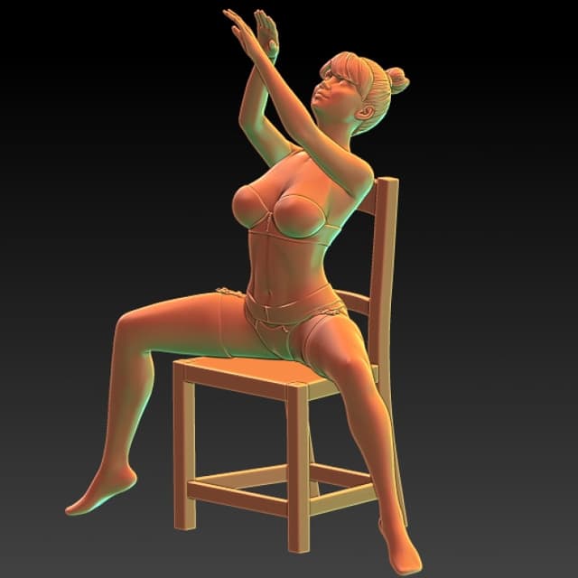 Girls in lingerie - chair dance -EROTIC MINIATURE 75 MM SCALE image