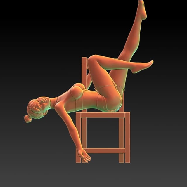 Girls in lingerie - chair dance -EROTIC MINIATURE 75 MM SCALE image