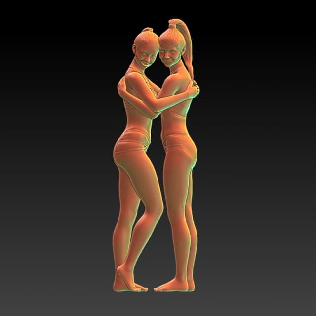 Girls in lingerie - hugging -EROTIC MINIATURE 75 MM SCALE image