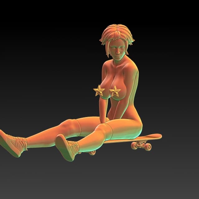 SKATE GIRL -EROTIC MINIATURE 75 MM SCALE 3D File Logo  3D image